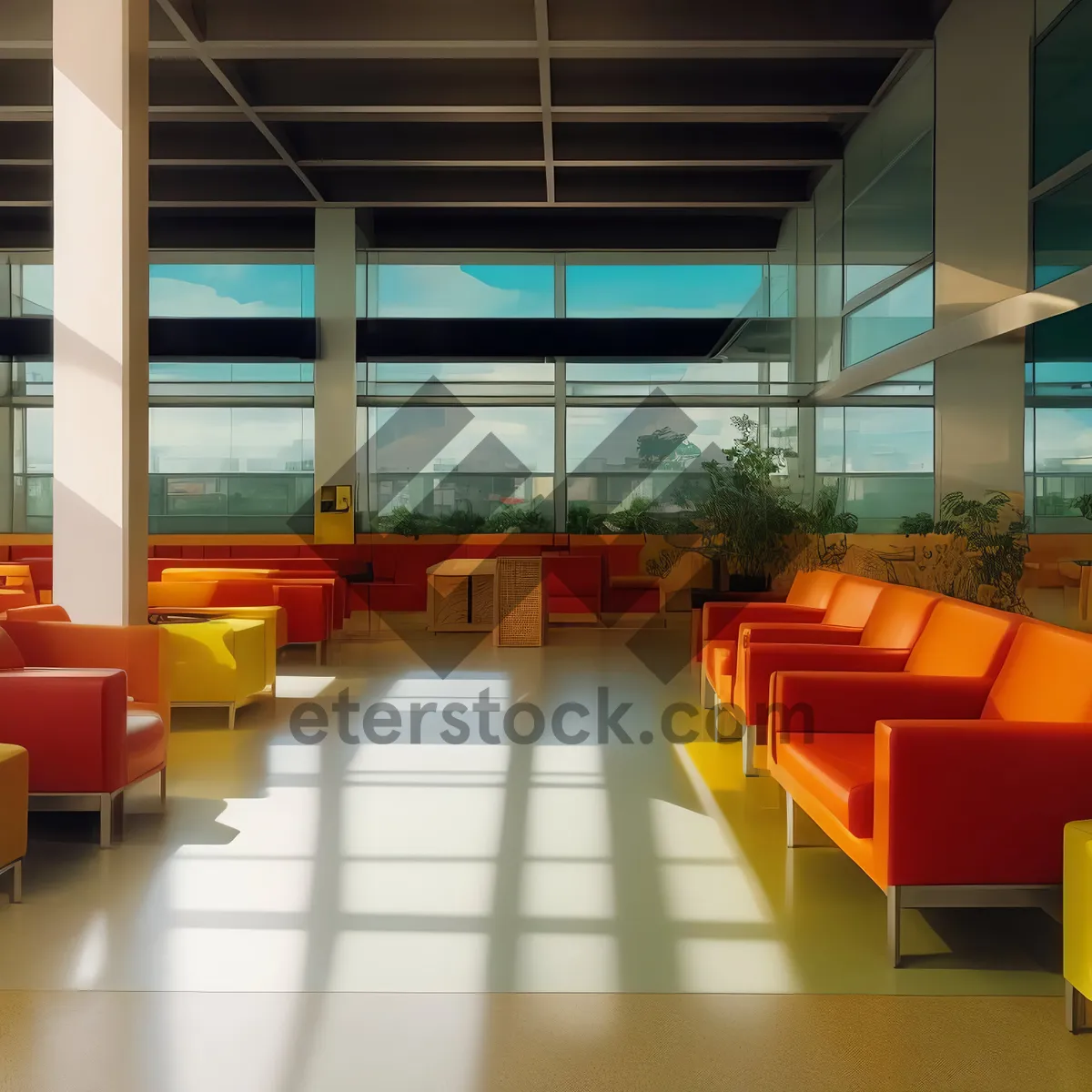 Picture of Modern Chic Library Interior with Stylish Furniture