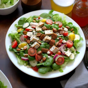 Delicious Gourmet Salad with Grilled Tomatoes and Cheese