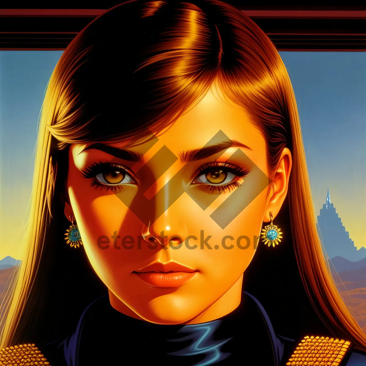 Picture of Sultry brunette model showcasing exquisite makeup and style