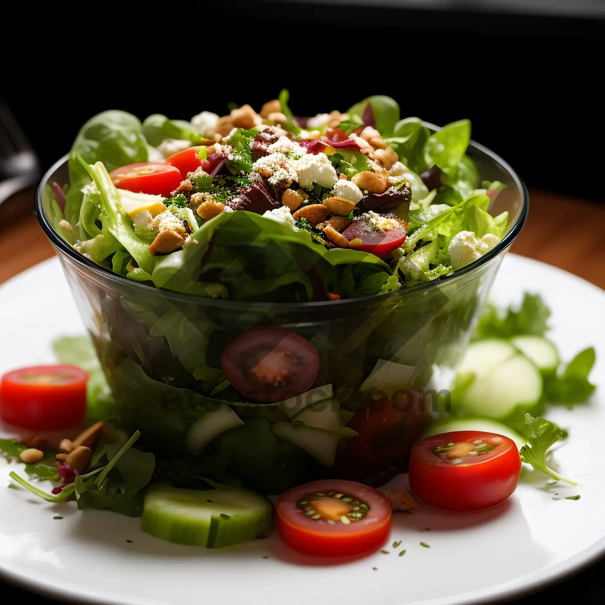 Picture of Fresh and Delicious Veggie Bowl Salad with Basil