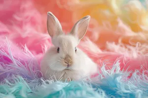 Sweet Bunny Sitting Pretty in Studio Portrait.