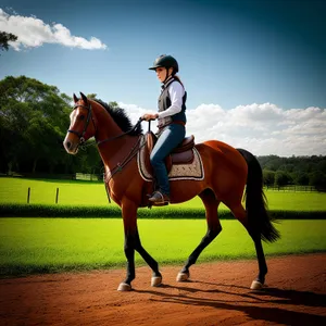 Thoroughbred stallion in equestrian competition