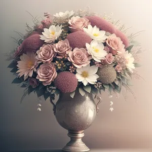 Blooming Celebration: Festive Pink Floral Arrangement in a Vase