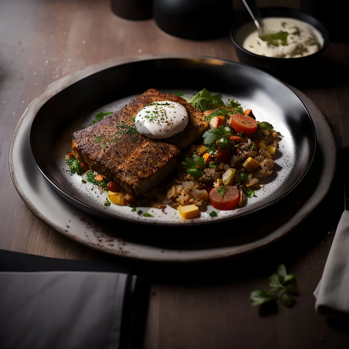 Picture of Healthy vegetable salad with chickpeas and black-eyed peas