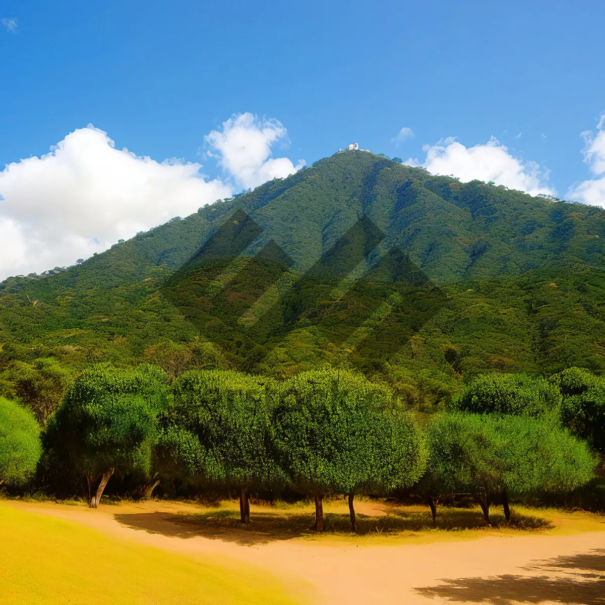 Picture of Serene Highland Landscape with Majestic Mountains