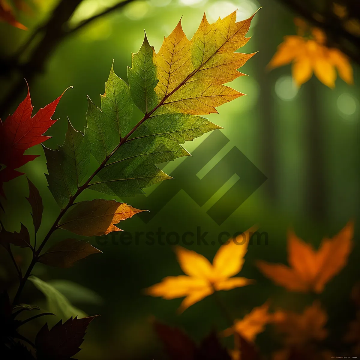 Picture of Vibrant Maple Leaves in Autumn