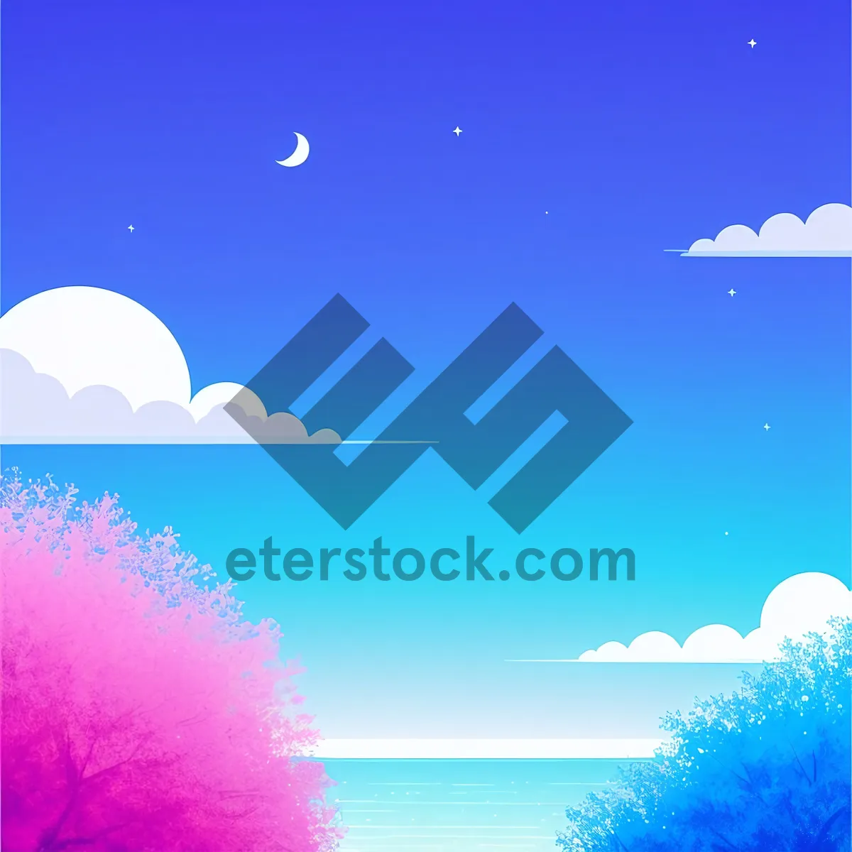 Picture of Snowy Starry Night - Winter Sky Wallpaper