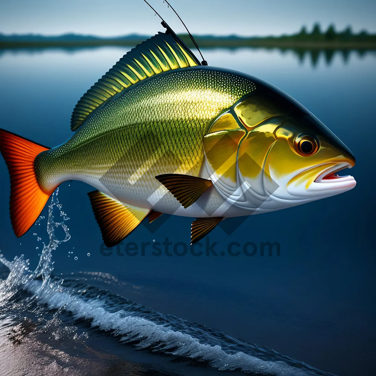 Picture of Colorful Snapper Swimming in Underwater Aquarium