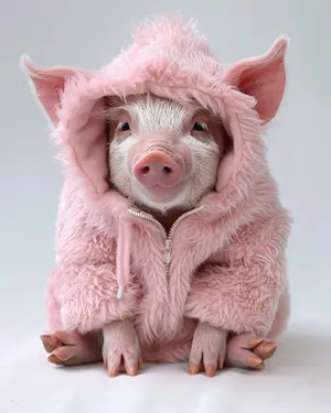 Funny baby pig with cute pink ears.