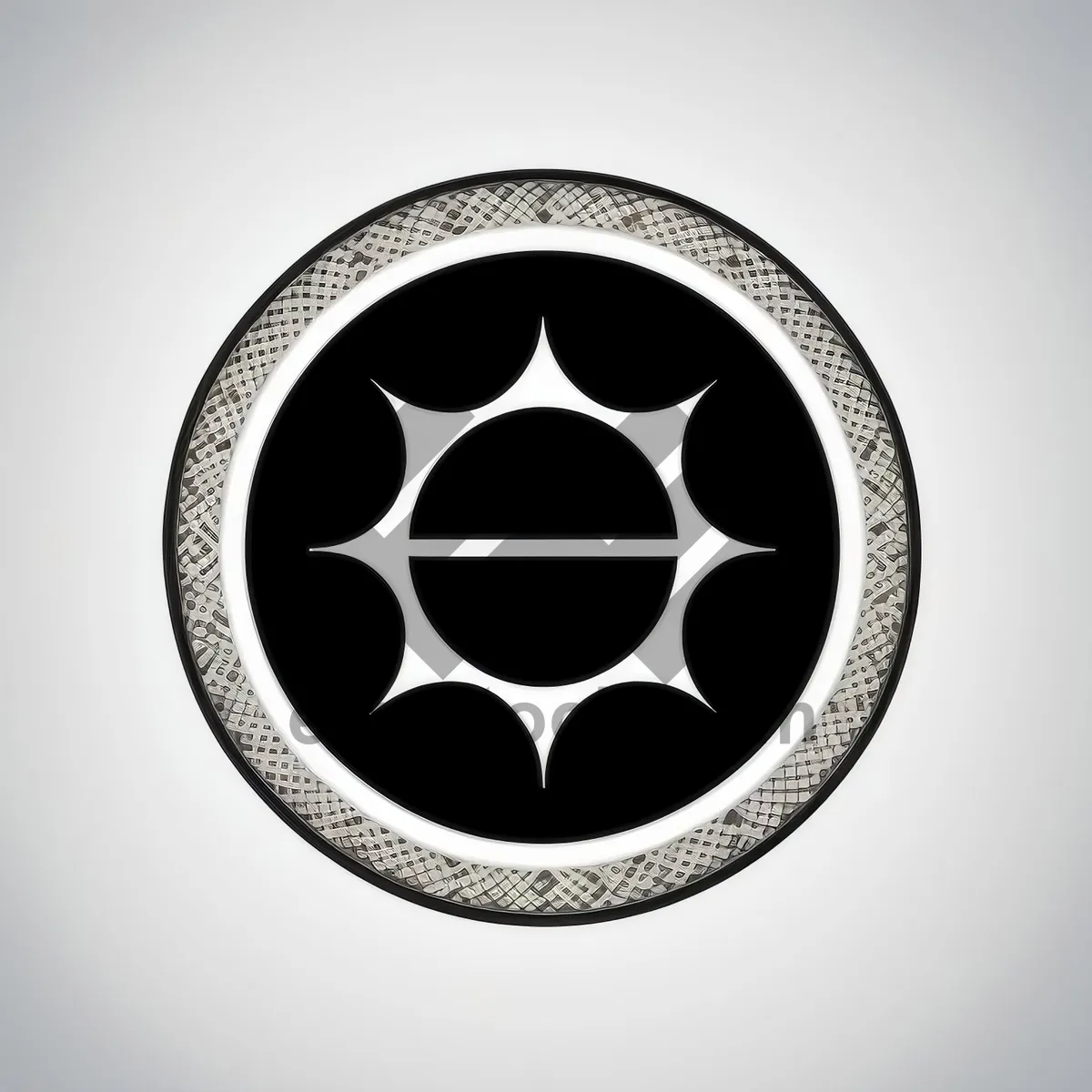 Picture of Black Round Heraldry Icon with Shiny Metal Design