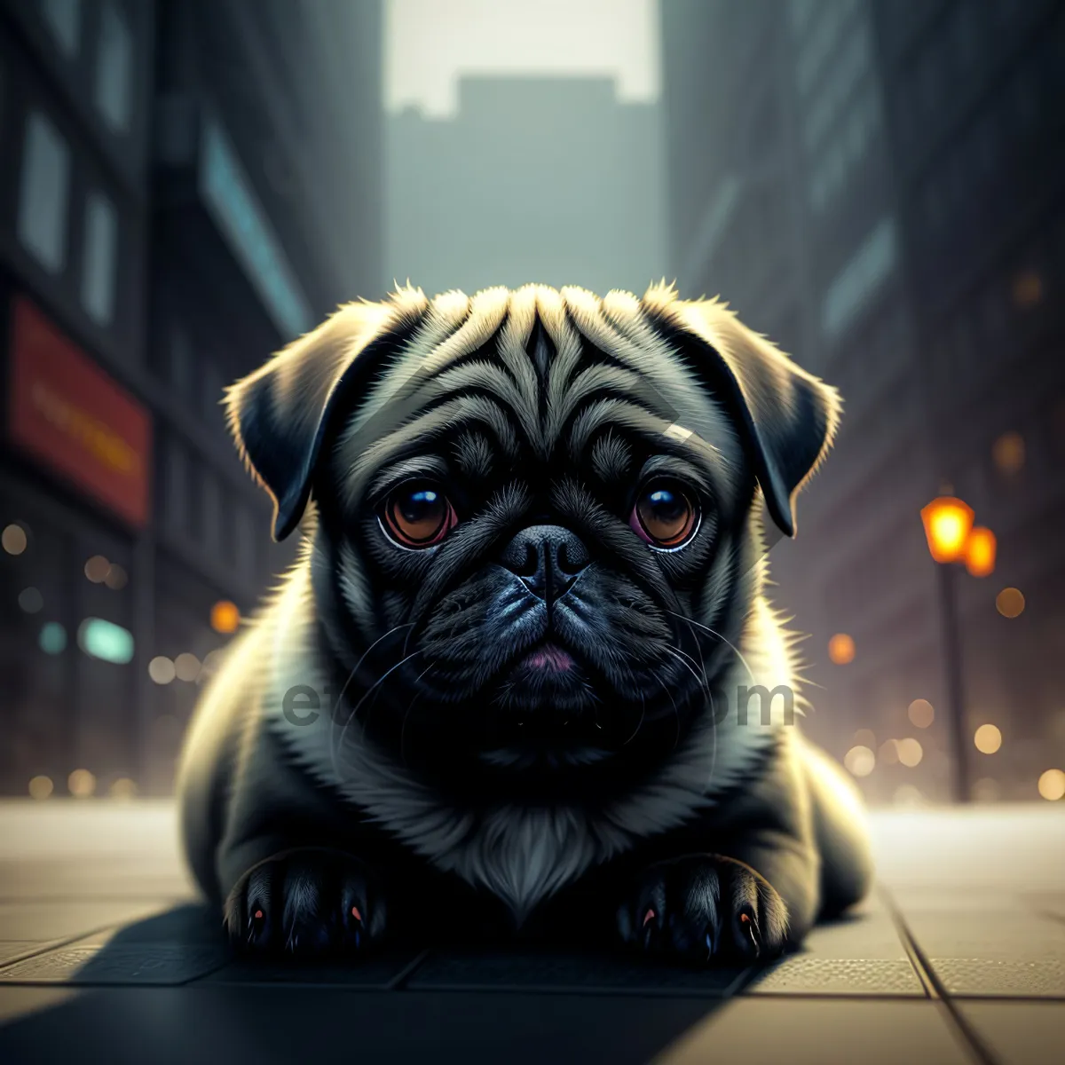 Picture of Pug Puppy - Cute Wrinkled Canine Friend