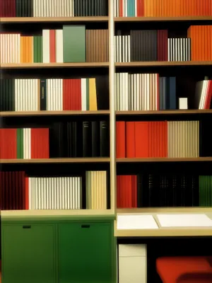 Colorful Bookshelf in a Library