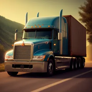 Efficient Freight Transport: Heavy-Duty Trailer Truck on Highway