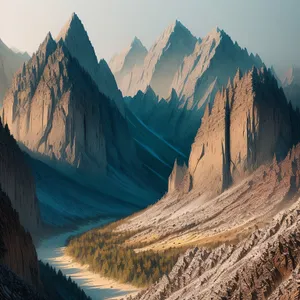 Majestic Glacier Valley in Snowy Mountains