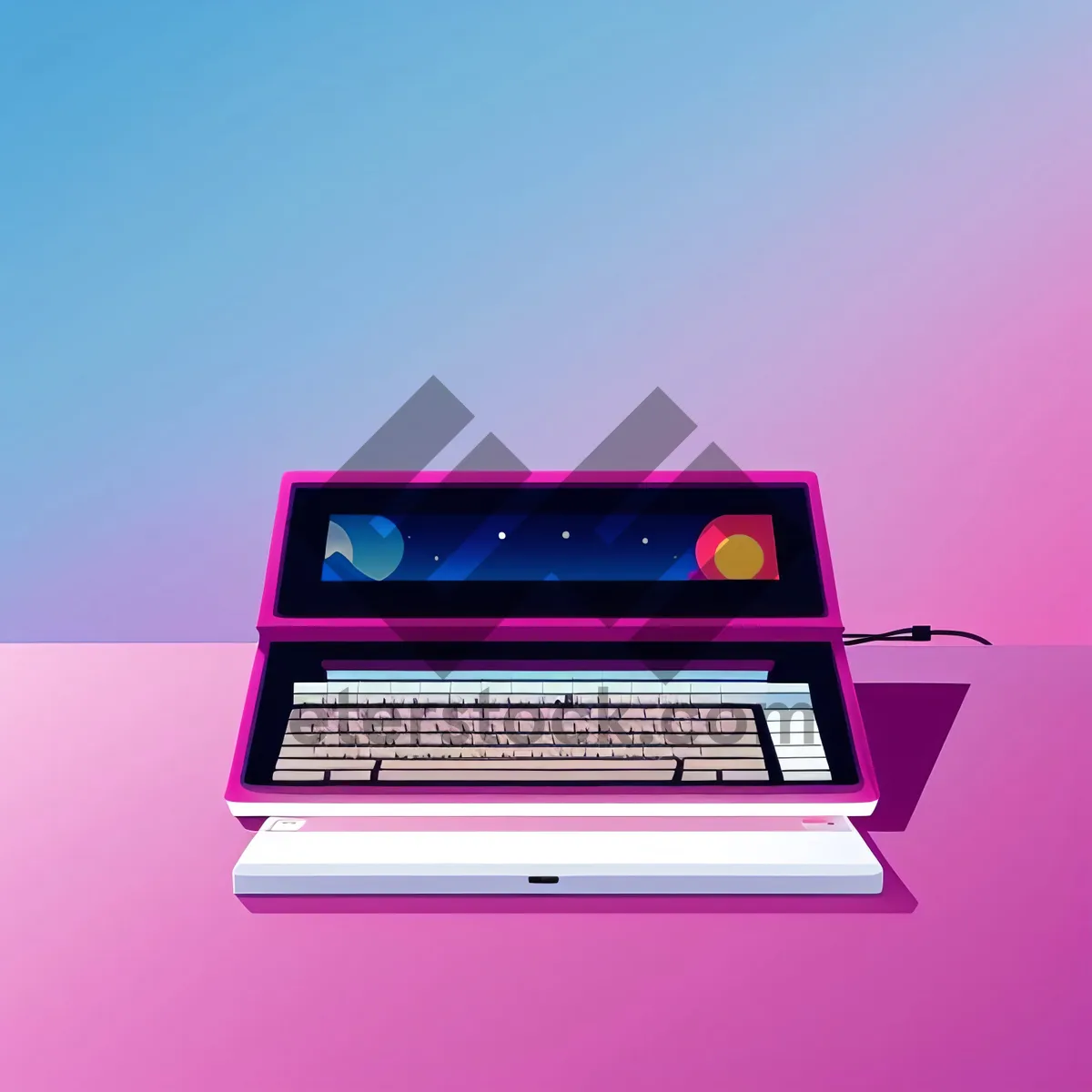 Picture of Modern Laptop with Silver Design and Blank Screen