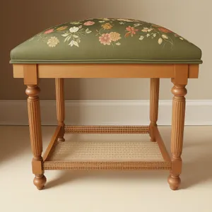 Antique Wooden Footstool with Stylish Table Lamp