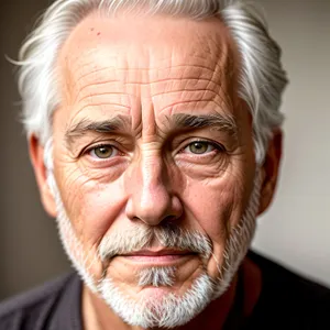 Smiling Elderly Man with Gray Hair and Glasses