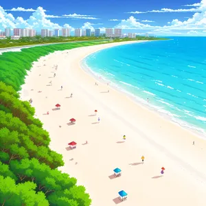 Tranquil Coastal Oasis: Sunny Beach and Clear Blue Waters