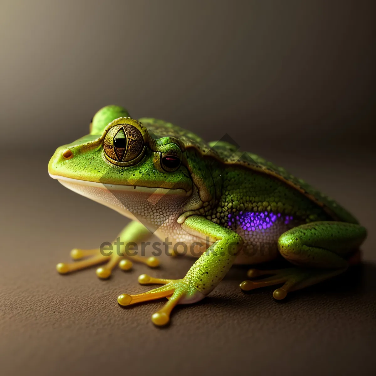 Picture of Vibrant Green Tree Frog with Piercing Eye