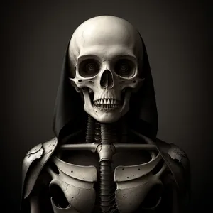 Spooky Skull Sculpture with Protective Mask