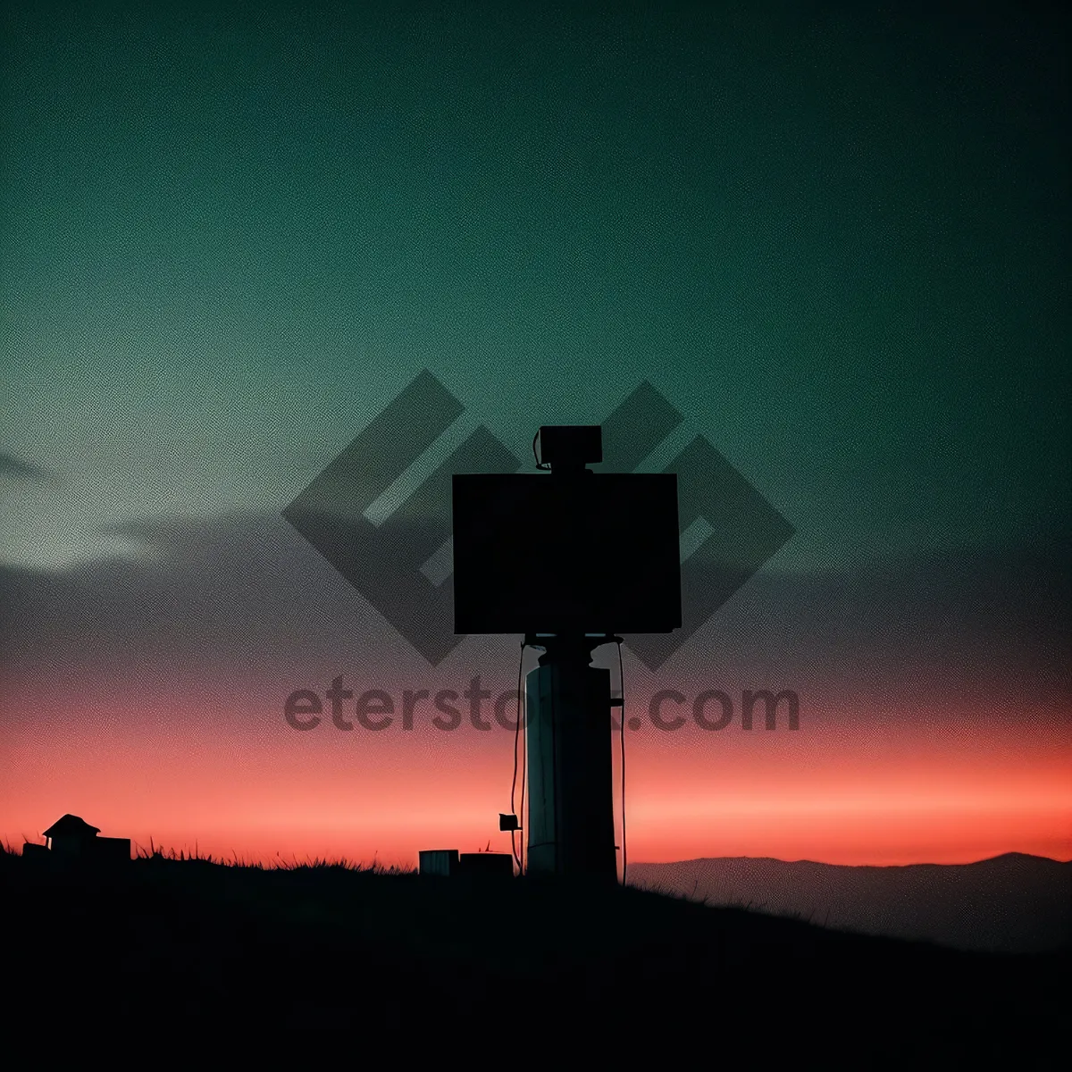 Picture of Silhouette Birdhouse against Majestic Sunset Sky