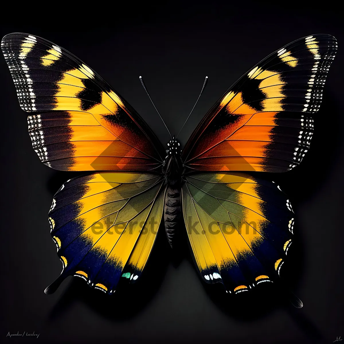 Picture of Vibrant Butterfly Wing on Colorful Viola Flower