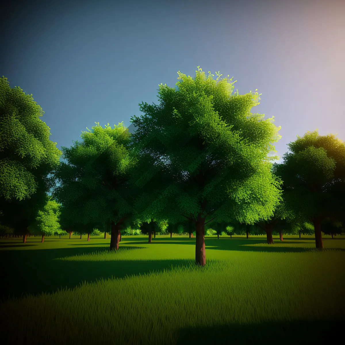 Picture of Serene Summer Landscape with Majestic Oak Tree