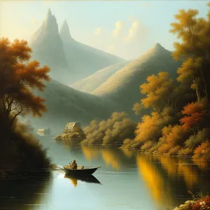 Serene Sunset Over Mountain Lake