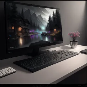 Modern Desktop Computer on Office Desk Setup