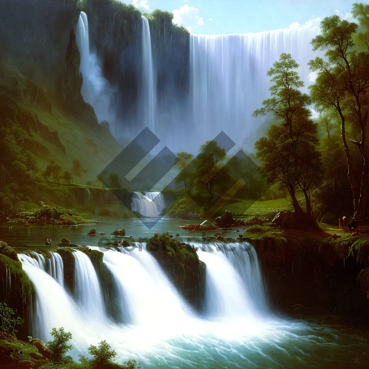 Picture of Mountain Cascade in Serene Forest