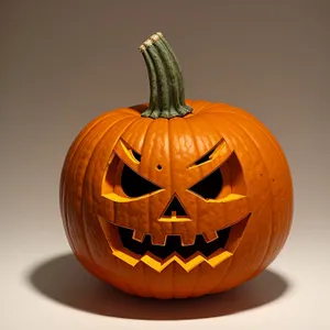 Spooky Jack-o'-Lantern Face Illuminated by Candle