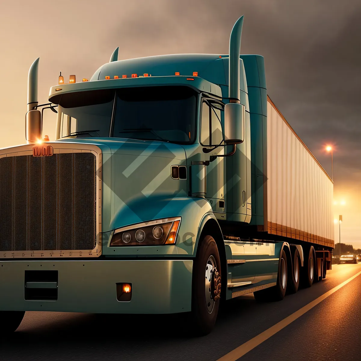 Picture of High-Speed Container Haul on Interstate Highway.