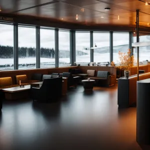 Modern Architectural Marvel in a Spacious Library