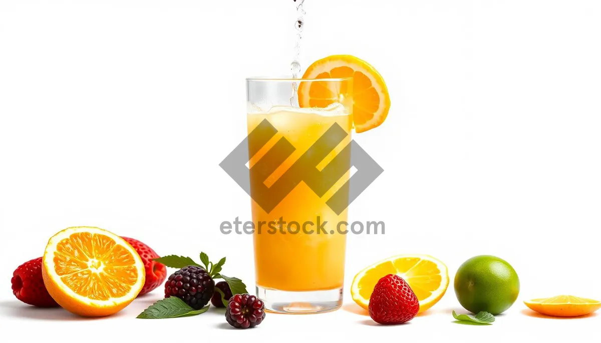 Picture of Fresh Orange Juice with Lemon and Ice