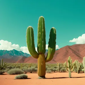 Desert Bliss: Majestic Saguaro in Skyline Landscape