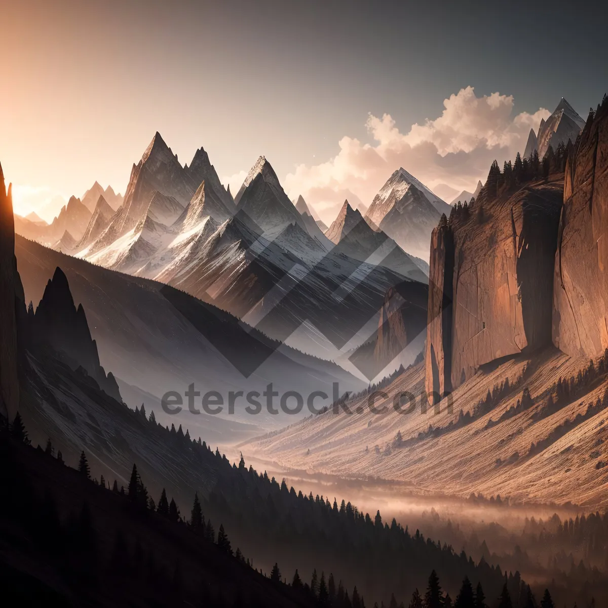 Picture of Mountainous Canyon Landscape with Majestic Sky