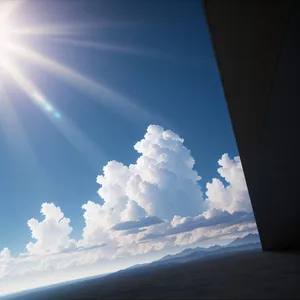 Cumulus clouds embracing the bright summer sky