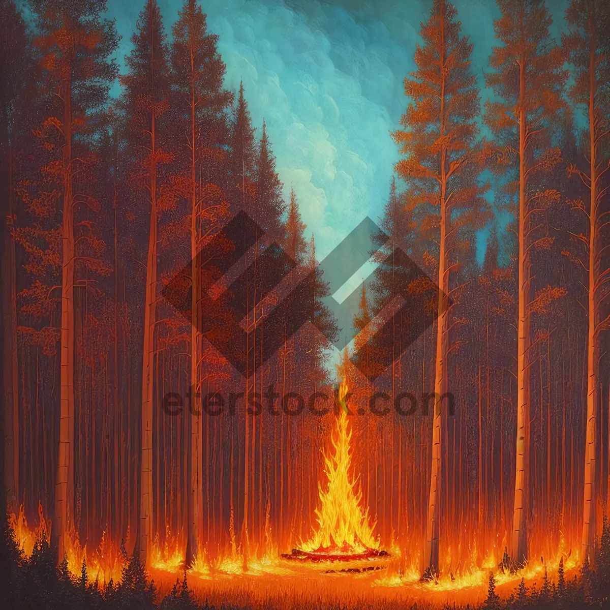 Picture of Fiery Blaze: Vibrant Fire Screen Texture Design