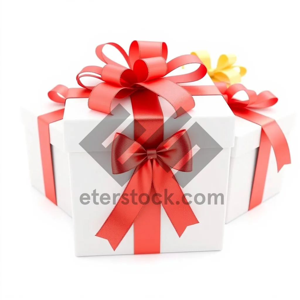 Picture of Festive Gift Box with Shiny Ribbon and Bow