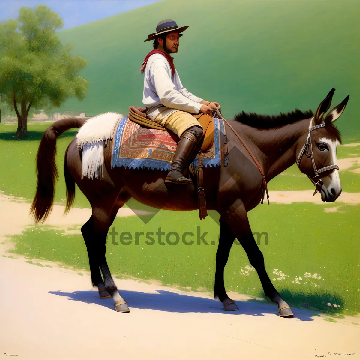 Picture of Thrilling Equestrian Rider on Majestic Thoroughbred Stallion