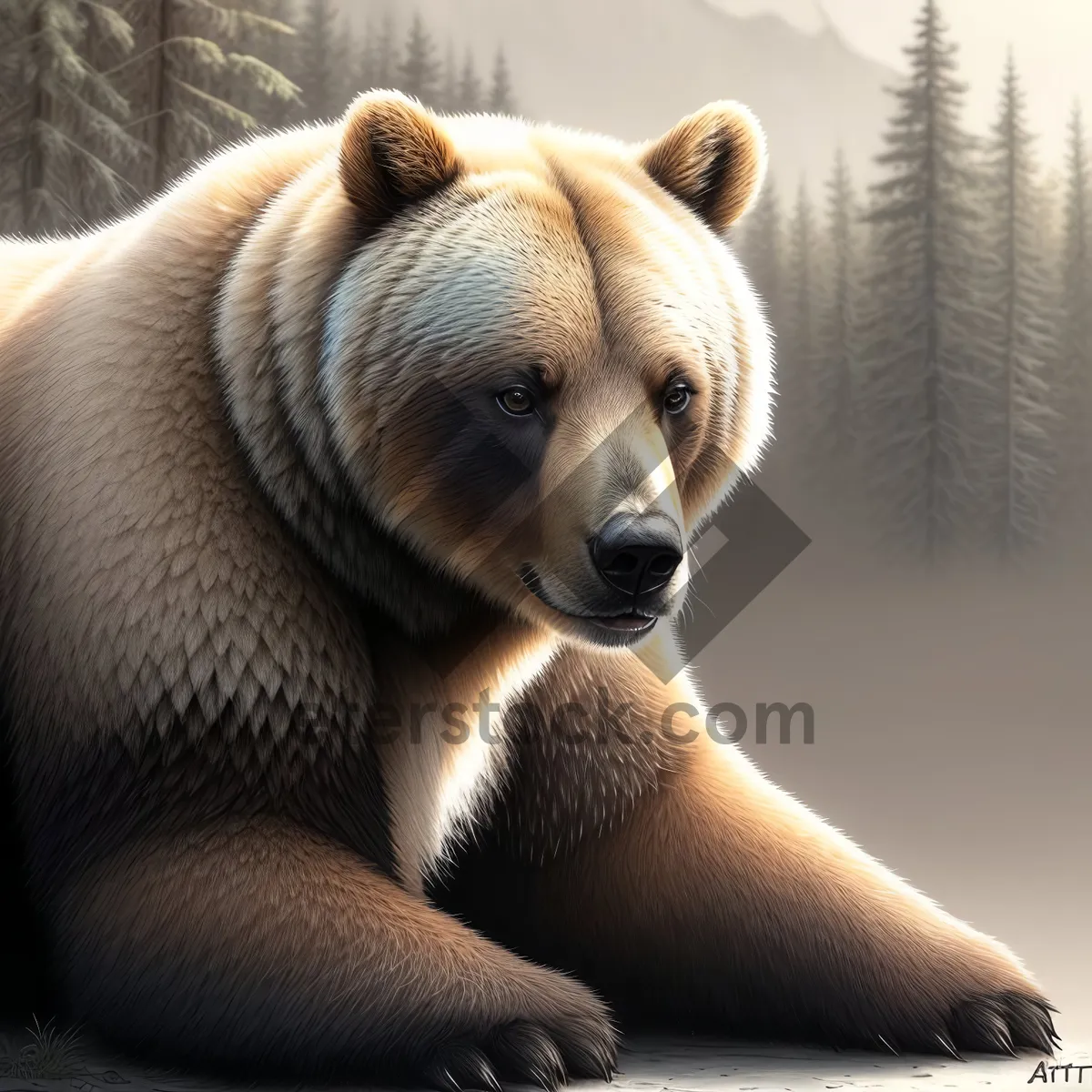 Picture of Brown Bear Wildlife in Zoo - Majestic Mammal