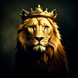Majestic Lion King Portrait: Endangered Wild Cat