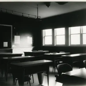 Modern Classroom Interior with Stylish Furniture Setup