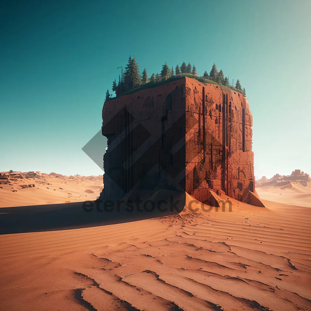 Picture of Desert Paradise: Majestic Sandstone Landscape under Clear Skies