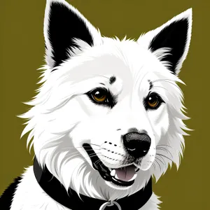 Adorable White Border Collie Puppy Portrait.