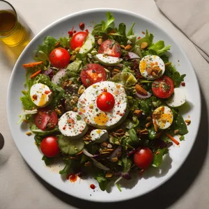 Fresh Gourmet Salad with Cheese and Vegetables