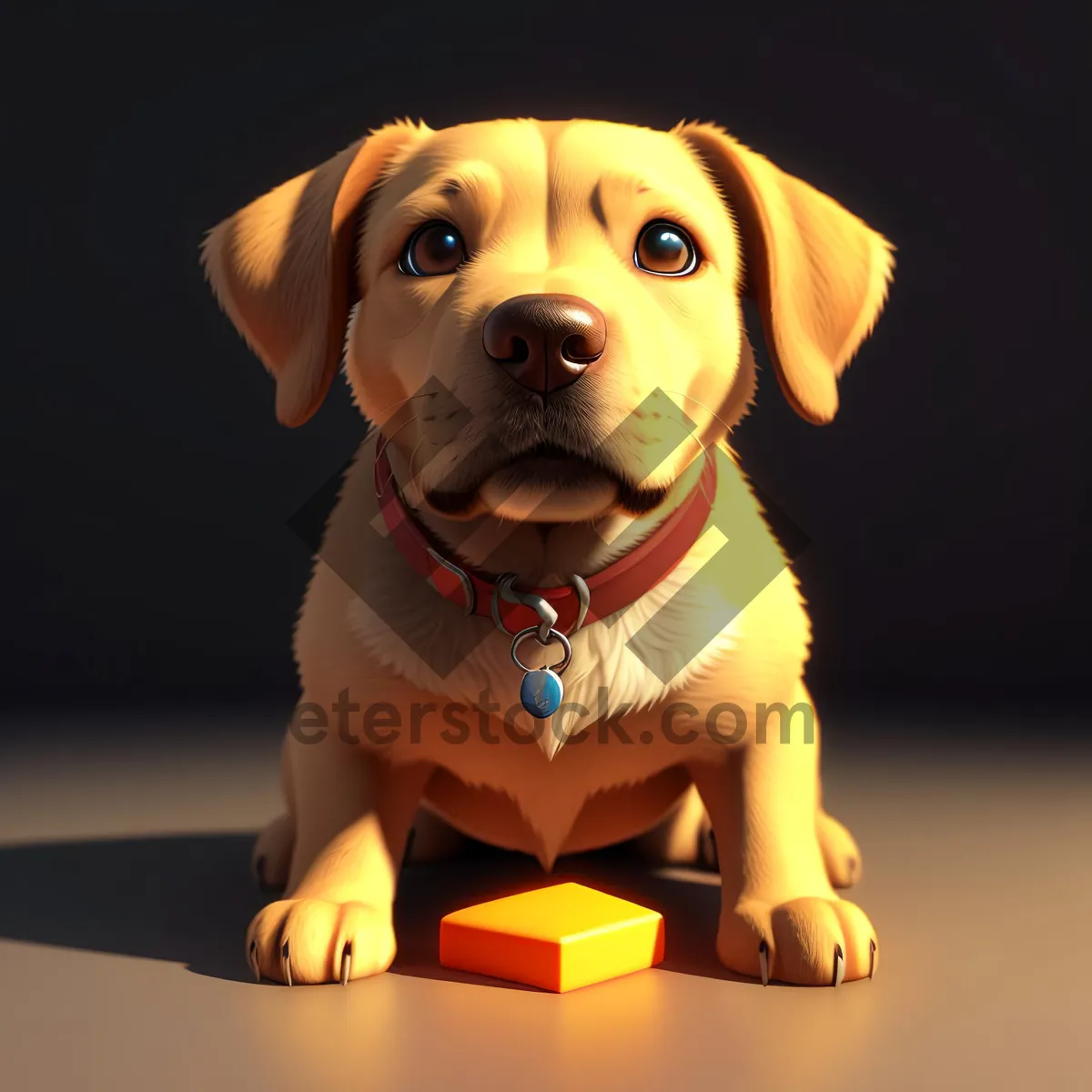 Picture of Studio portrait of cute purebred puppy - brown retriever