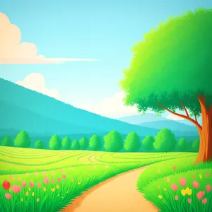 Sunlit Countryside with Vibrant Cloudscape