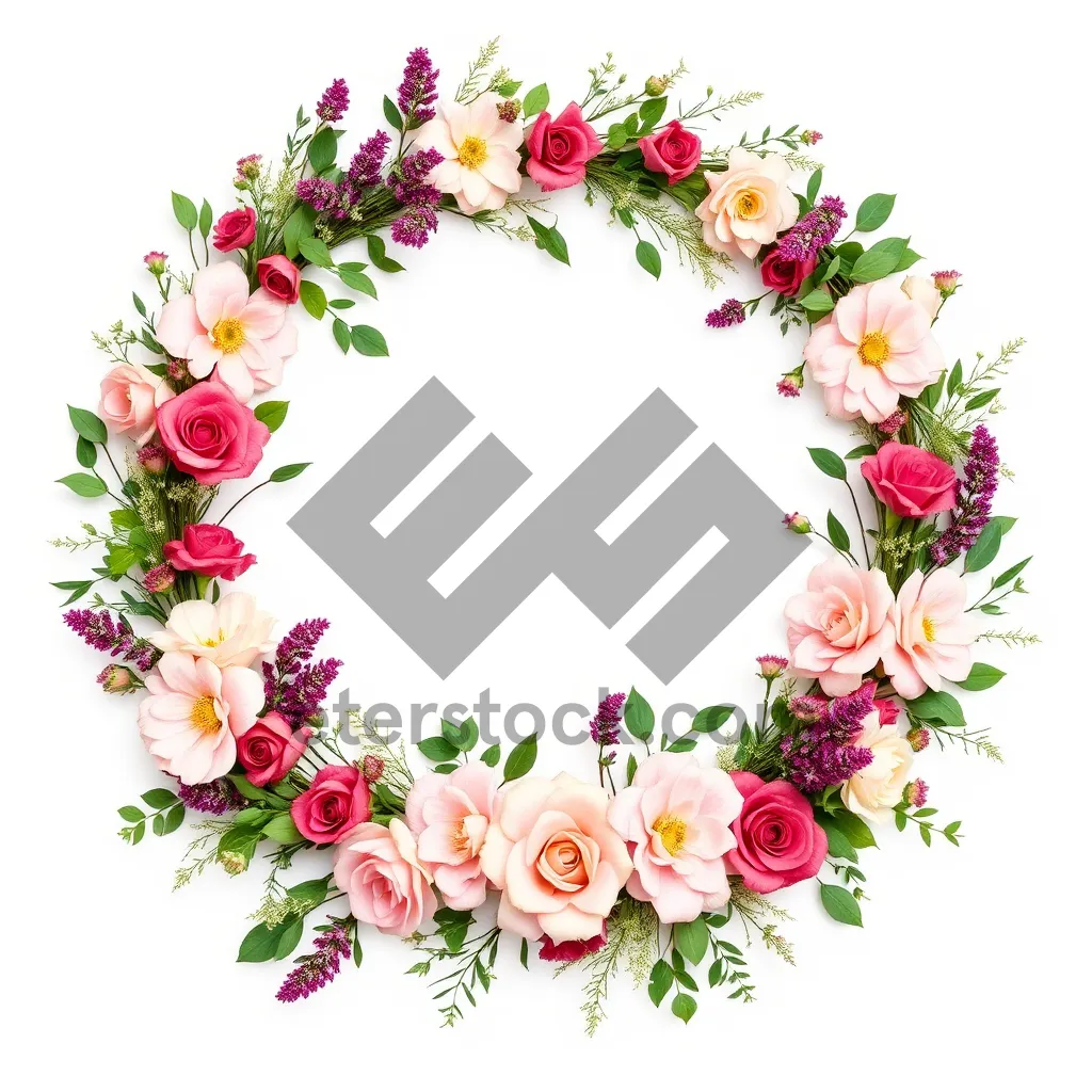 Picture of Flower blossom silhouette graphic pattern in pink