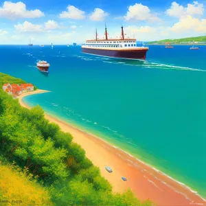Tropical Beachscape under Sunny Skies